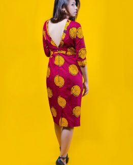 The Lynn Dress 3reec's Chic Creations and Collections Red Yellow Ankara Dashiki Kente African Print Ankarastyles Ethnic Tribal Midi Dress