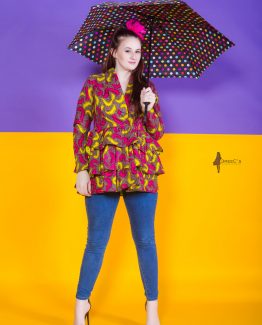 The Wildflower Peplum Jacket 3reec's Purple Pink Yellow Brown Floral Abstract Ankara African Print Dashiki Retro Chic Fashion Spring Summer 2017 Freedom Collection SS17