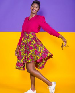 The Wildflower Skater Skirt 3reec's Purple Pink Yellow Brown Floral Abstract Ankara African Print Dashiki Retro Chic Fashion Spring Summer 2017 Freedom Collection SS17